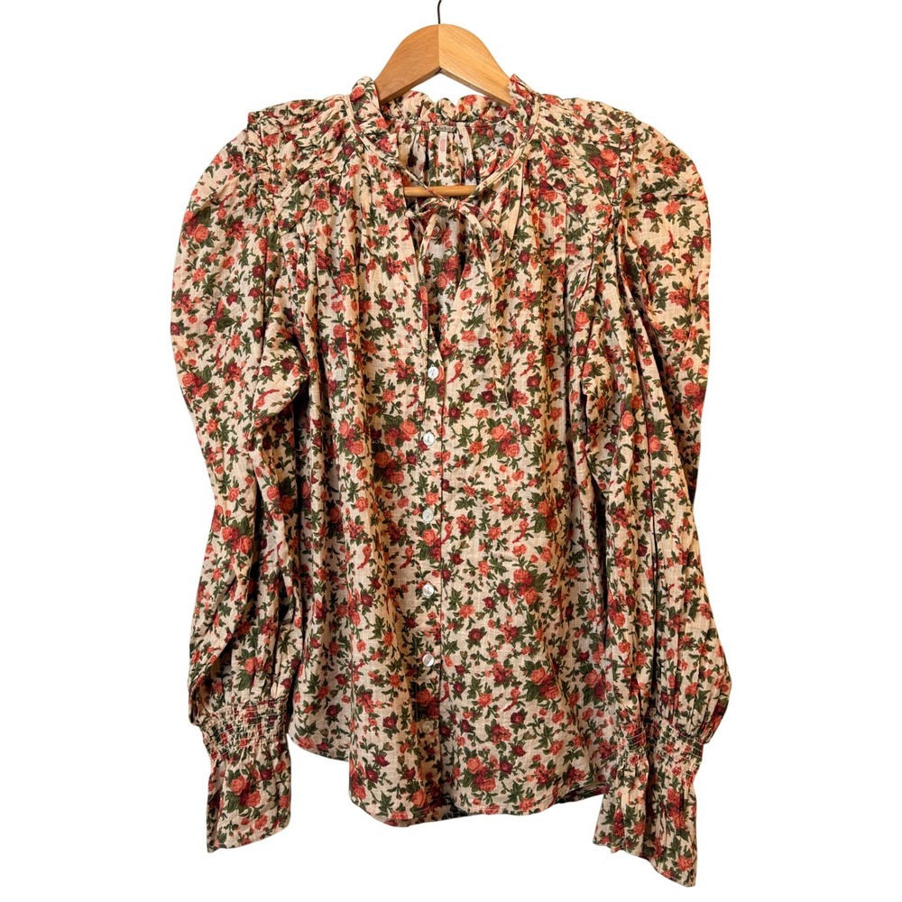 Free People Meant To Be Vintage Boho Floral Blouse Top Size Small